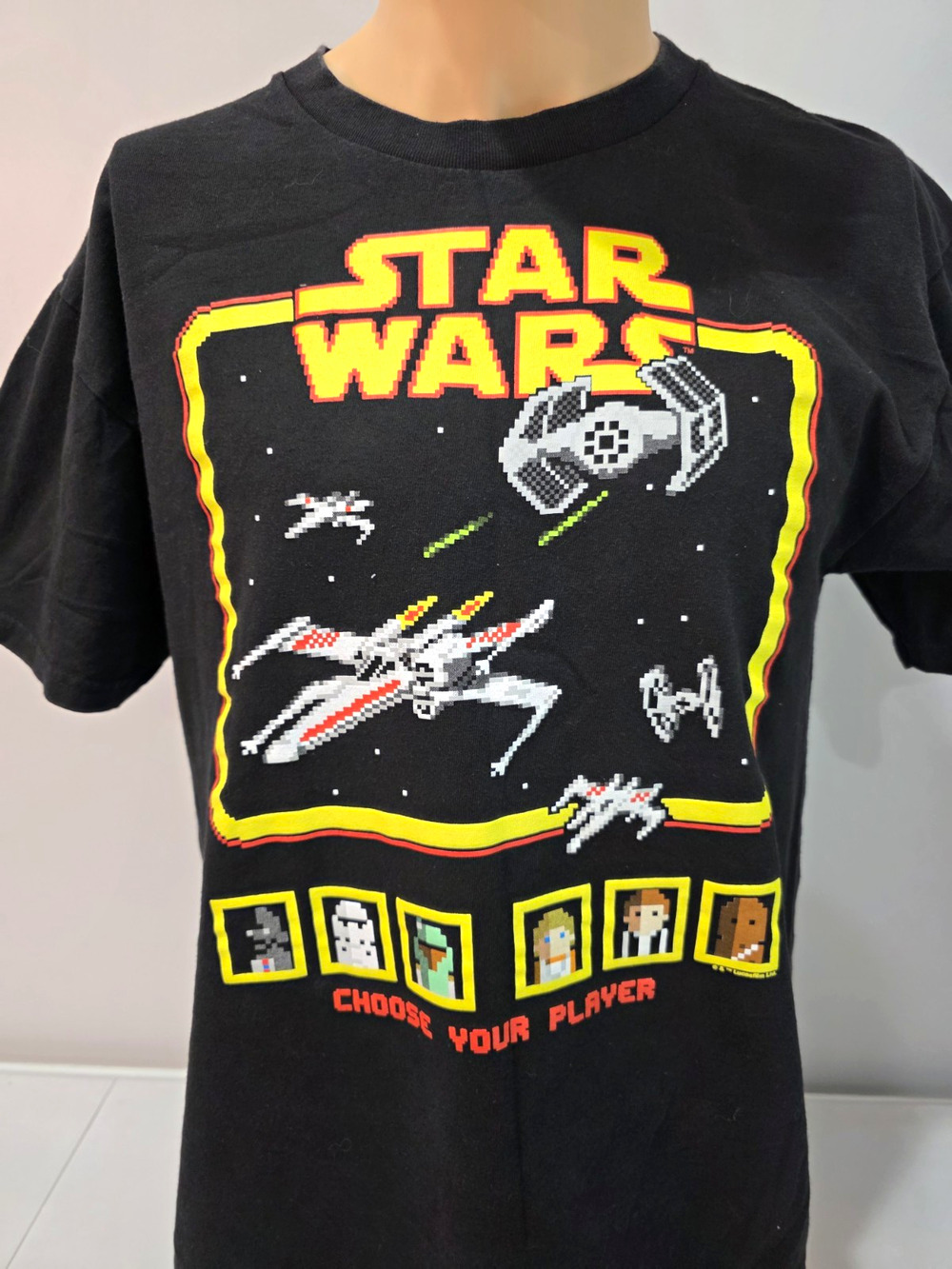 Star Wars Mens Large T Shirt 8 Bit Video Game Choose Your Player Graphic Black